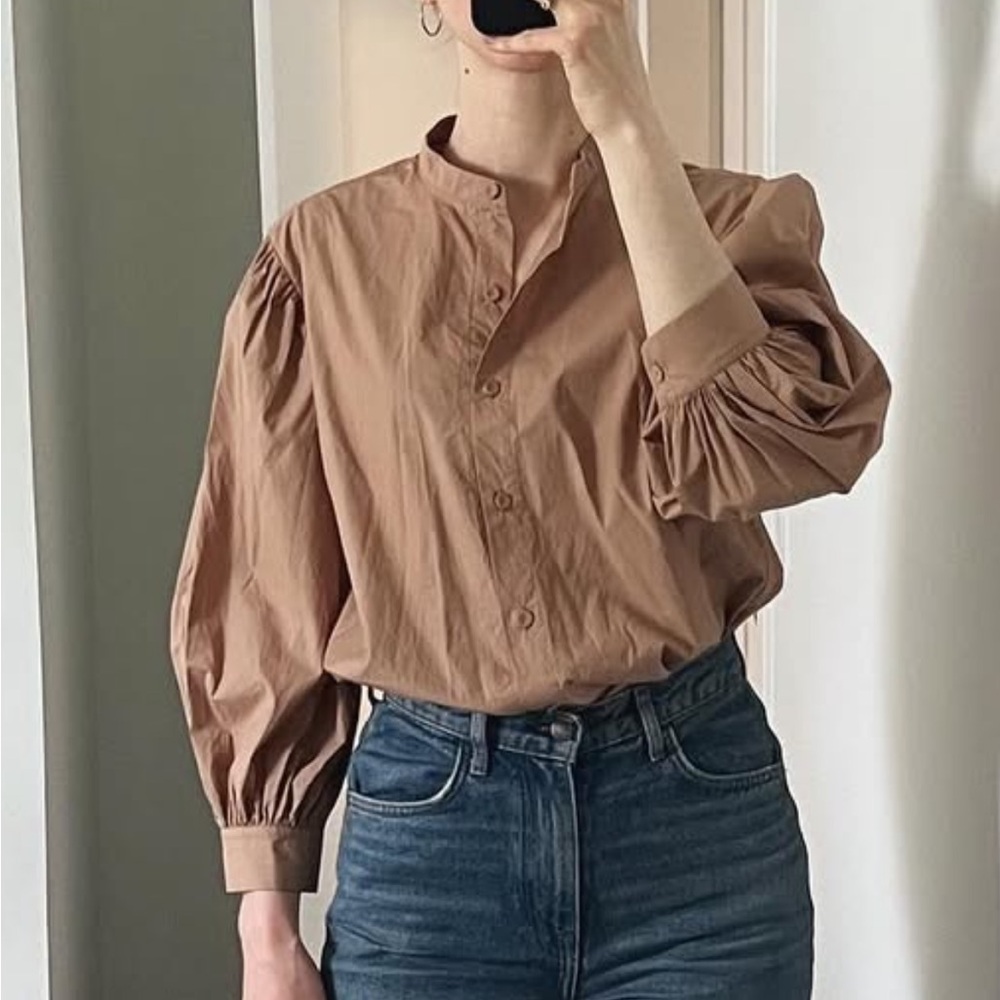 Mijeong Park puff sleeve blouse in mocha